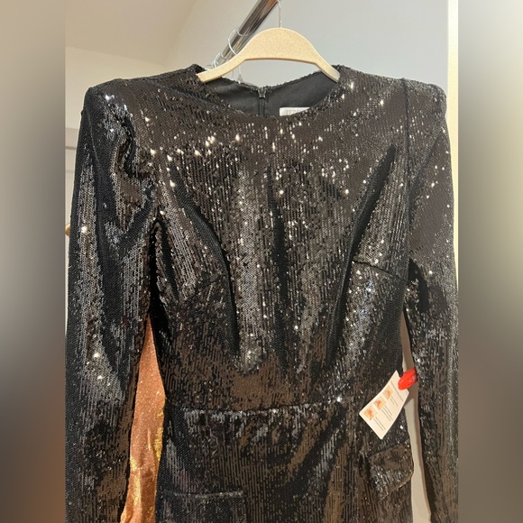 NEW with tag - black sequin mini MacDuggal cocktail dress size US 2 - Picture 7 of 9